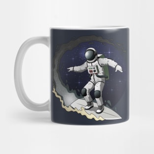 astronaut surfer in galaxy Mug